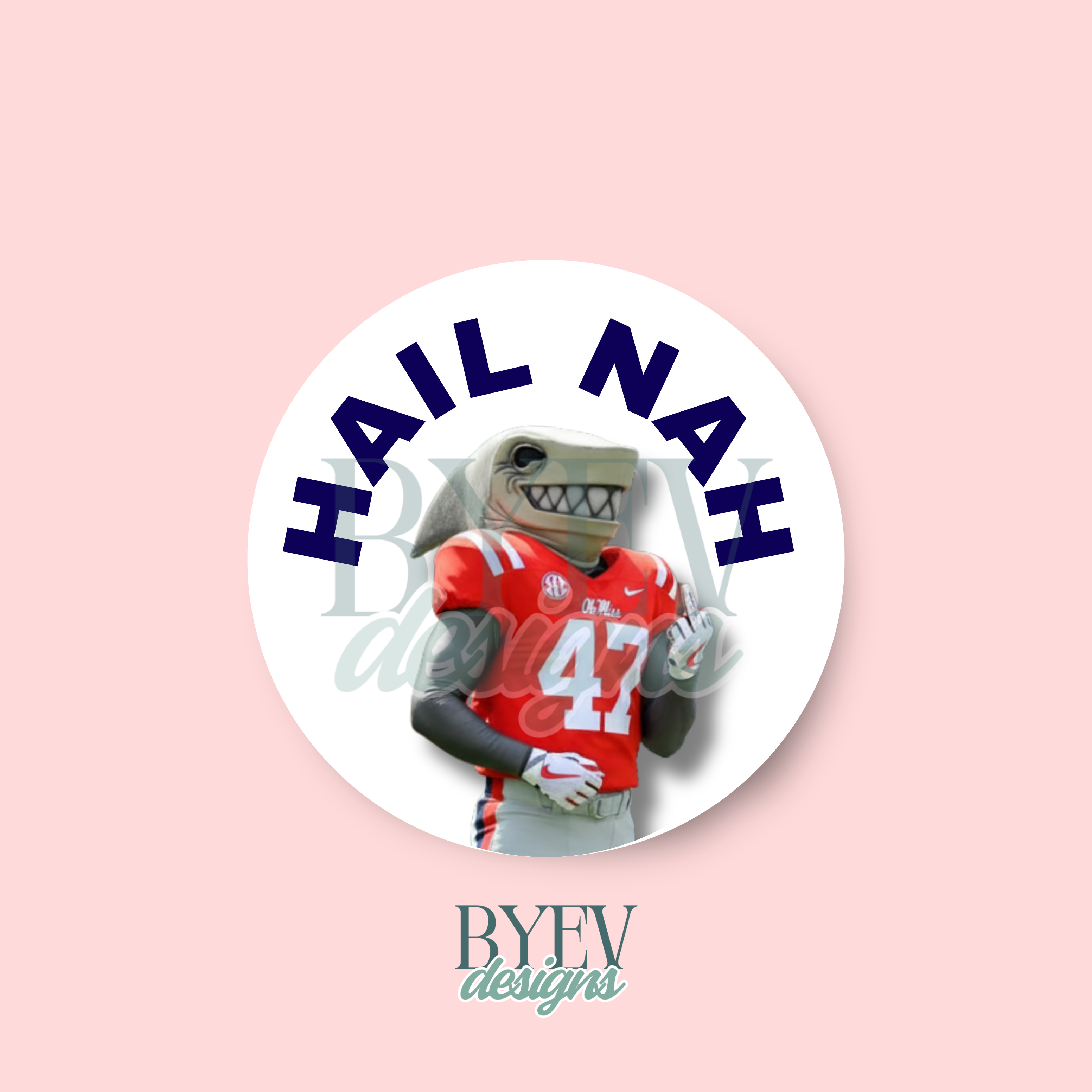 Ole Miss “Hail Nah” shark mascot Egg Bowl sticker.
