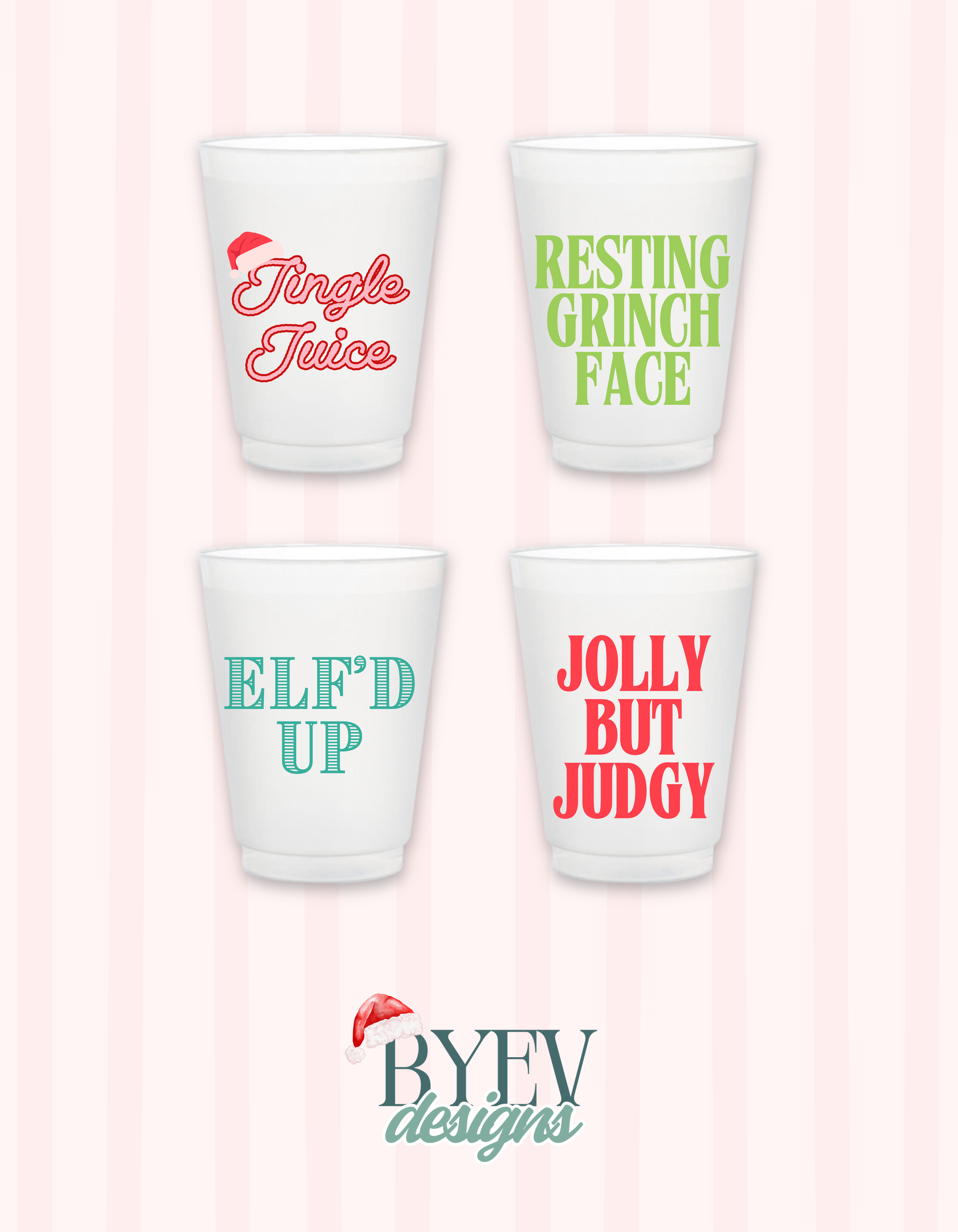 Merry But Moody Pack of 4 Frosted Cups