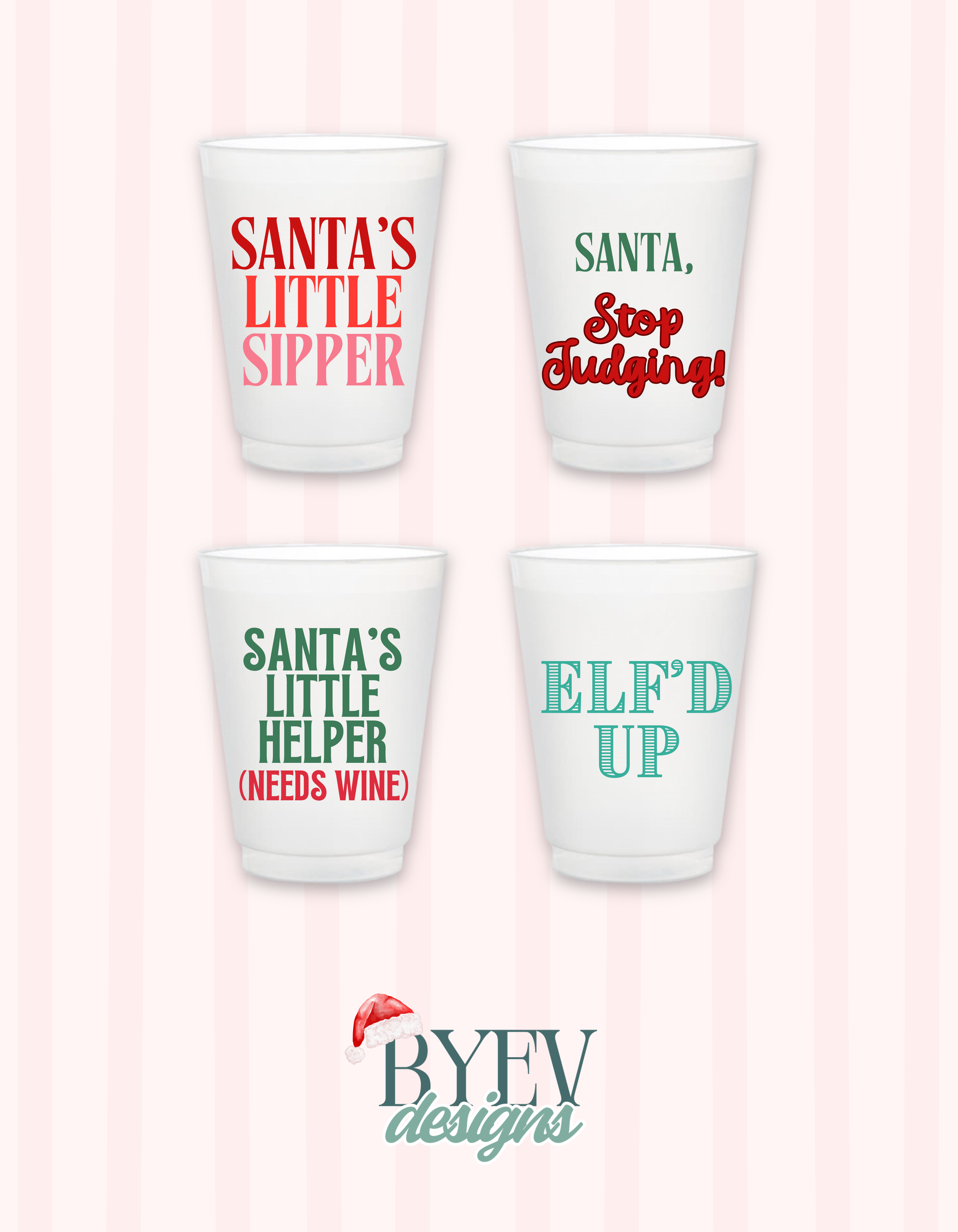 Santa Signature Collection Pack of 4 Frosted Cups