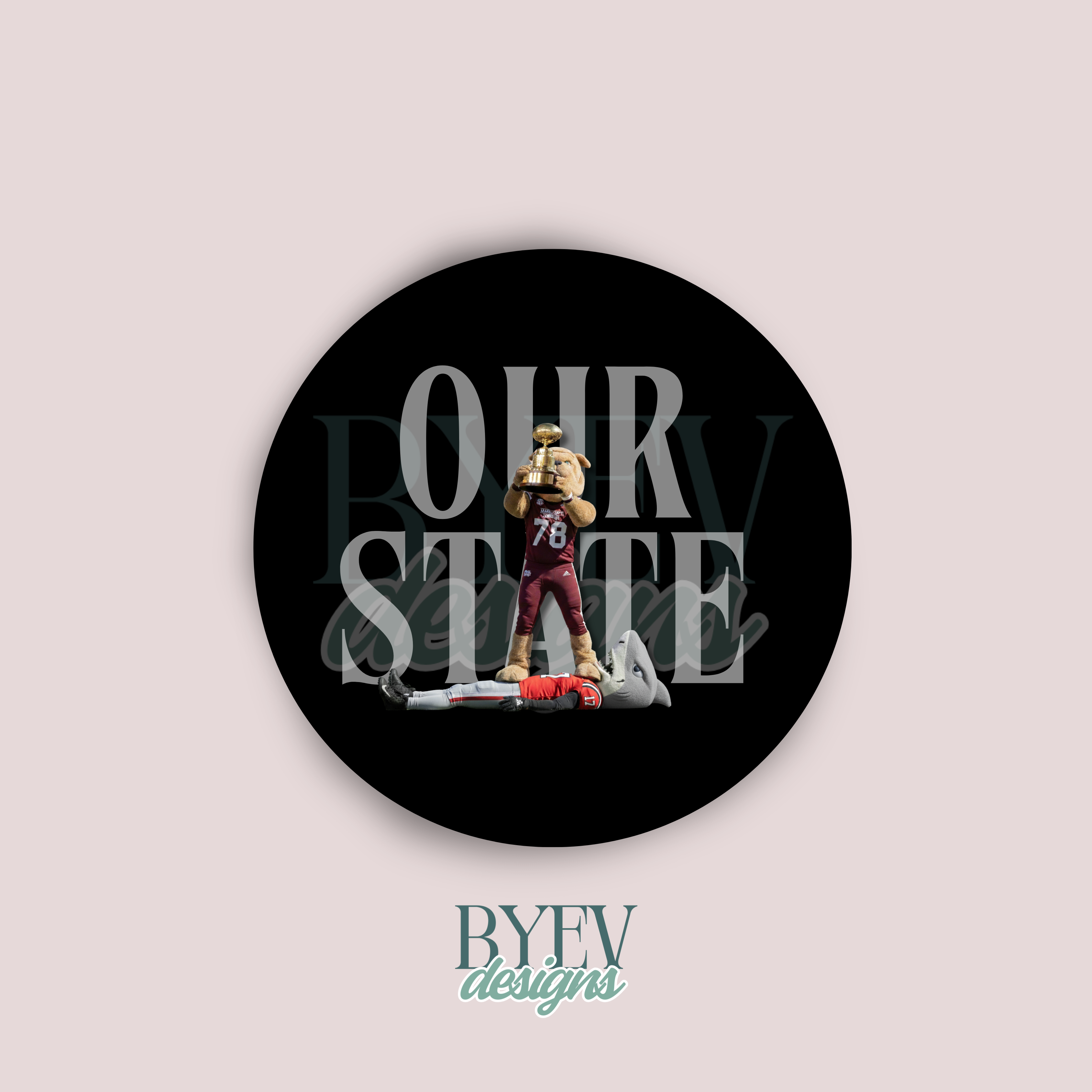 BYEVDESIGNS — Mississippi State — Our State Black Mascots — Egg Bowl Collection