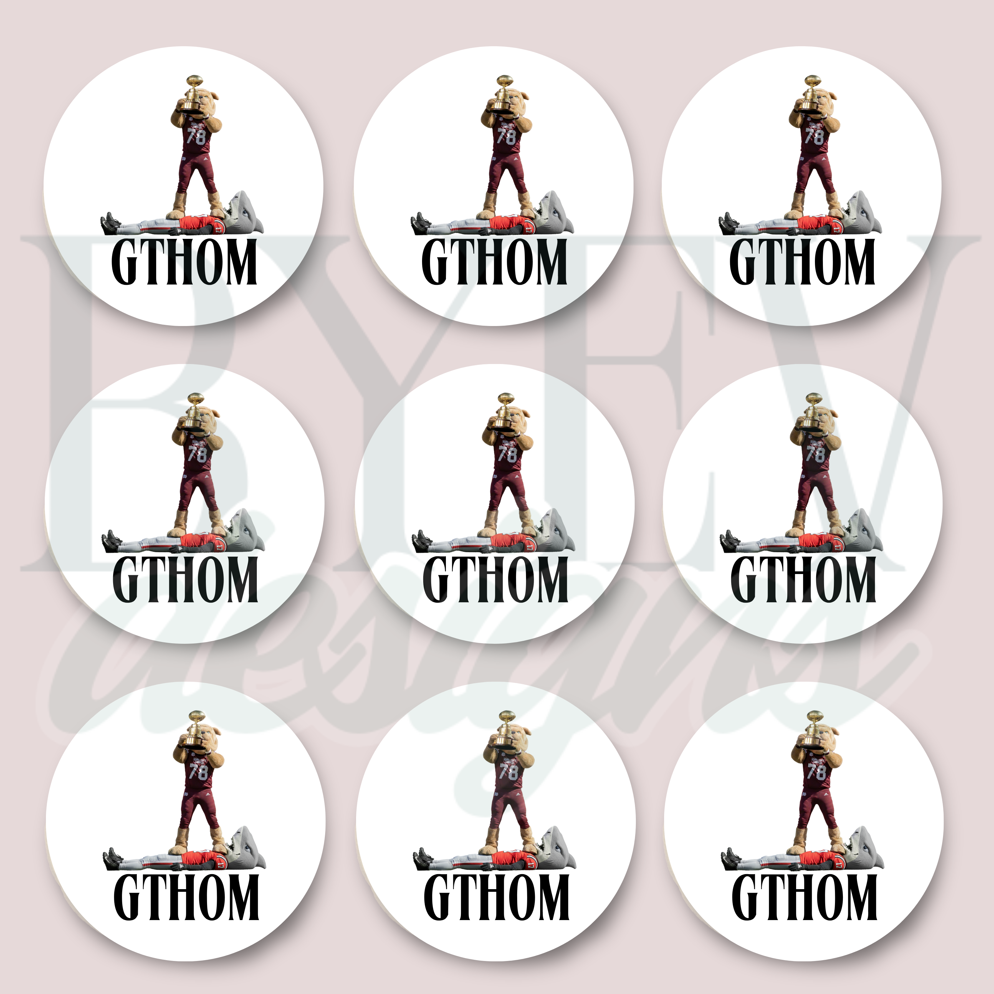 Mississippi State GTHOM white 9-pack sticker sheet.