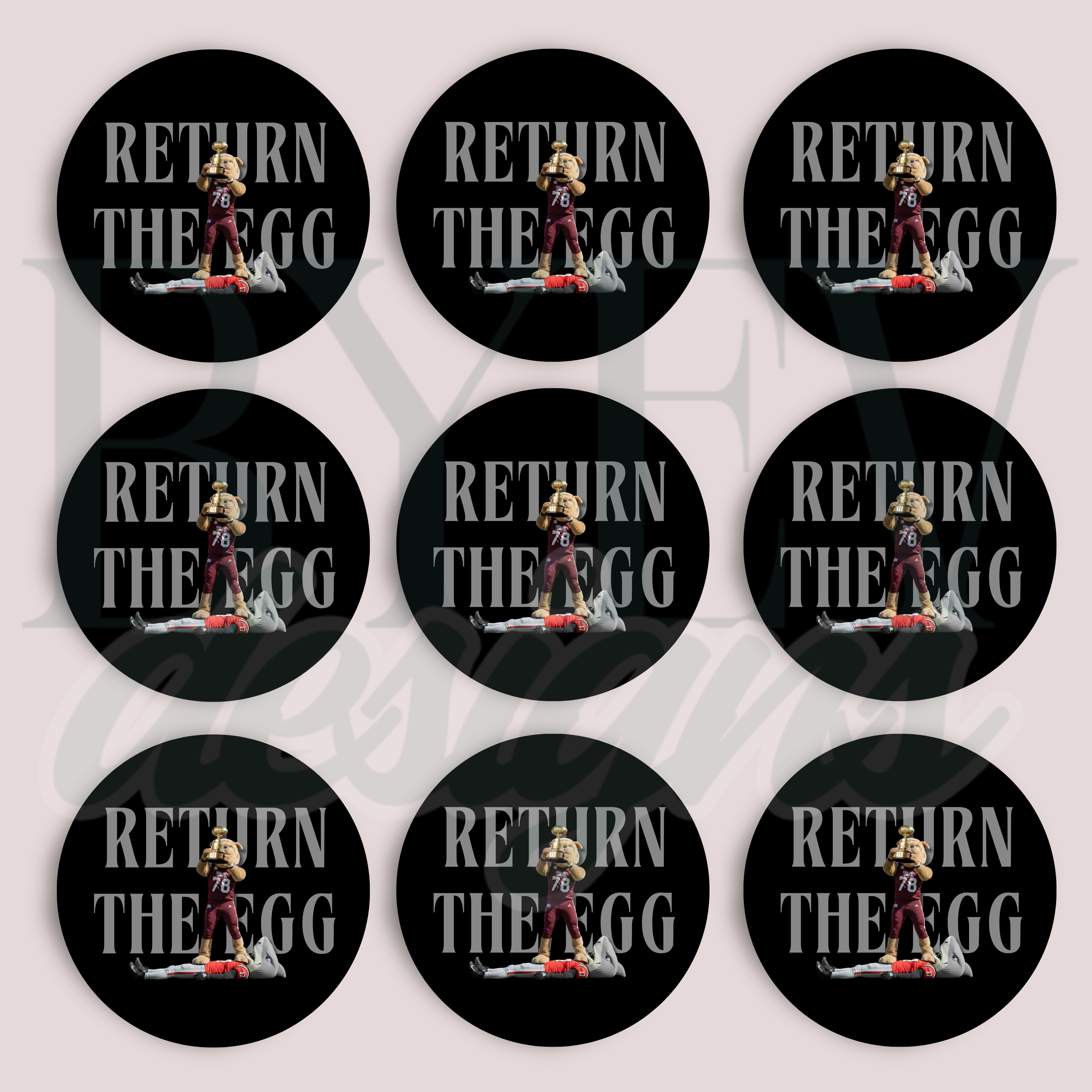 Mississippi State Return the Egg black 9-pack sticker sheet.